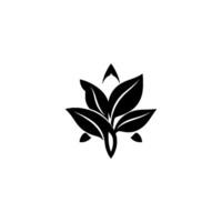 Stylized Black Foliage A symmetrical, highcontrast composition featuring a minimalist, abstract plant on a plain white background. vector