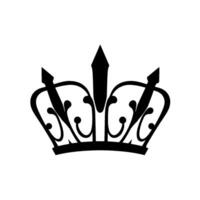 Elegant Black and White Silhouette of a Royal Crown with Ornate Curves, Three Spikes, and a Simplistic Shadow Effect on a Clean White Background. vector