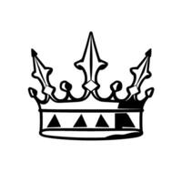 Bold Black and White Crown with Architectural Detailing and Geometric Elements on a Pure White Background, Illustrative Concept. vector