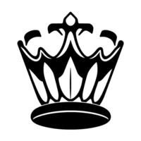 Black and white illustration of an ornate crown, featuring stylized leaflike shapes and a smooth, minimalist . vector