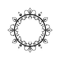 Intricate Circular Ornamental in Black, Floral and Leaflike Elements, Elegant, Isolated on White Background. vector