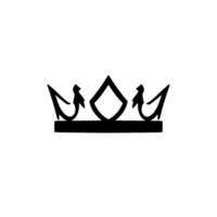 Stylized Black Crown Against White Background, Minimalist Emblem with Geometric Diamond and Curved Elements. vector