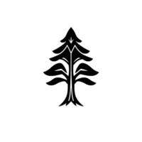 Minimalist Black White Pine Tree A Symmetric and Stylized Nature Representation on Clean White Background. vector