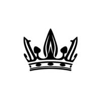 A bold, black and white illustration of a stylized crown, showcasing elegant curves and royal against a stark white backdrop. vector