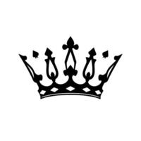 Elegant Black White Crown A Royal Symbol with Diamond Base, FleurdeLis, and Spade Embellishments Against a White Background. vector