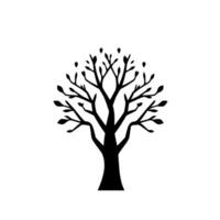 Minimalist Silhouette of a Tree with Emerging Leaves, Centered on a White Background, Clean Artistic . vector