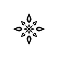 Minimalist Black and White Floral Motif, Symmetric of LeafShaped Petals Radiating from a Central Point. vector