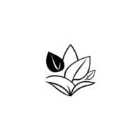 Minimalist Black and White Leafy Plant with Rounded Pointed Leaf Shapes, and Negative Space vector