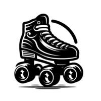 A Stylized Black and White Roller Skate with a Dynamic Arch, Isolated on White, Showcasing Speed and Retro Appeal. vector