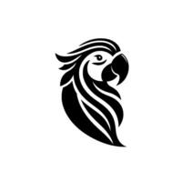 Minimalist Black and White Parrot Head , Smooth , Clean Lines, Side Profile on White Background. vector