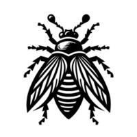 Bold Black and White Illustration of a Stylized Bee Depicted in Intricate Lines and Geometric Forms, Isolated vector