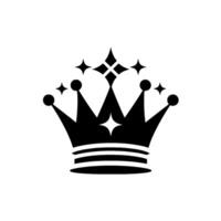 Black and white minimalist crown illustration with sparkle details, symbolizing royalty, power, and luxury, set against a clean white backdrop. vector