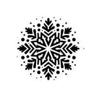 Intricate Black and White Snowflake with Dot Accents on a Textured White Background, Christmas Art. vector