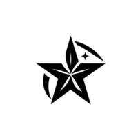 Black and White Starburst with Elegant Curved Detail and Small Sparkling Accent on Clean Background. vector