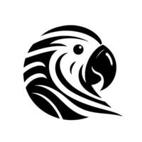Simplified Black and White Illustration of a Parrots Head with a Bold and Isolated on White Background vector