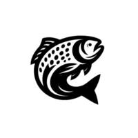 Stylized Black and White Fish Illustration in a Retro , Ideal for Logos and Branding. vector