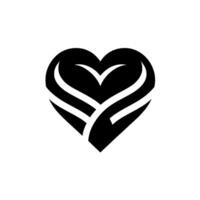 Abstract black heart with elegant white flowing lines and a central upward point, set against a clean white backdrop. vector