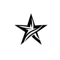Isolated Black and White Tribal Star Tattoo Centered on a Plain White Background, Geometric with Angular Forms. vector