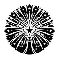Abstract Starburst Composition in Black and White, Radial Symmetry, Festive and Decorative , with a Star at the Center. vector