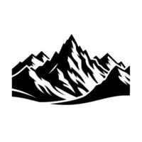 Stylized Black and White Mountain Range Peaks, Ridges, Shadows, and Snow Against a White Background. vector