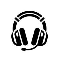 A Clean, Minimalist Black and White of a Headset with Microphone, Ideal for Customer Service or Communication Icons. vector