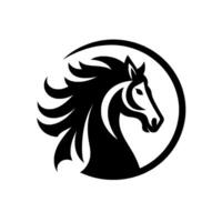 Bold Black and White Horse Head Silhouette within a Circle, Emphasizing Grace, Power, and Elegance, Perfect for Equestrian Branding. vector