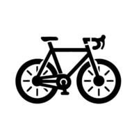 Minimalist Black and White of a Road Bicycle, Showcasing Wheels, Frame, and Handlebars on a Plain Background. vector