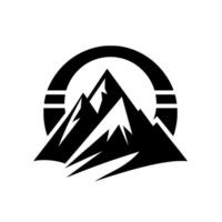 Monochromatic Mountain Crest Geometric black and white featuring triangular peaks within a stylized circular emblem. vector
