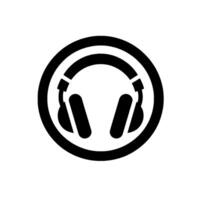 A minimalist, black headphone , encased in a circular frame, set against a plain white backdrop, creating a sleek visual representation of audio and music. vector