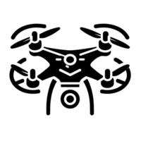 Minimalist Black and White Drone , Symmetric Quadcopter Silhouette, Isolated on White Background. vector