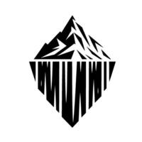 Abstract mountain with black and white geometric resembling a mountain range and stylized text beneath. vector