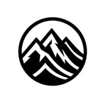 Black and white minimalist of stylized mountains within a circular frame, simple and impactful. vector