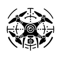Black White Drone with a Camera, Propellers, Circular Elements. Modern, Style, High Tech Concept. vector