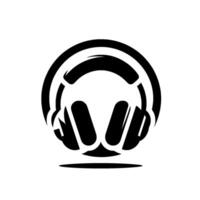 Modern Minimalist Black and White Headphones , Circular for Music, Audio, and Sound Concepts. vector
