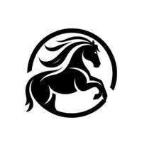 Black Stallion Silhouette Reared Inside a Circle, Symbolizing Strength, Freedom, and Elegance. vector