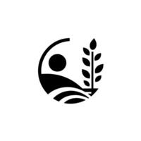 Abstract Black and White Farming with Sun, Field, and Wheat, Symbolizing Harvest and Growth. vector