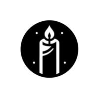 Minimalist Black and White Circular Lit Candle, Flame, , Circle, Modern, Simple, Illustration vector