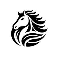 Bold Black and White Equestrian A Stylized Horse Head Encased in a Circular Abstract , Expressing Strength. vector