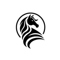 Sleek Black Horse Within Circle, Minimalist Style Depicting Elegance and Strength. vector