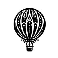 Elegant Black and White Hot Air Balloon Silhouette with Decorative Pattern and Intricate Geometric . vector
