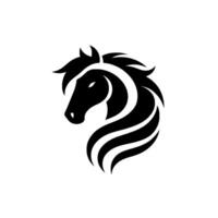 Graceful Horse Head A Minimalist Black and White Depicting Power, Elegance, and a flowing Mane on a White Background. vector