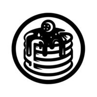Stacked Pancakes with Drizzling Syrup, Topped with a Cherry, Within a Circular Black Border, Minimalist . vector