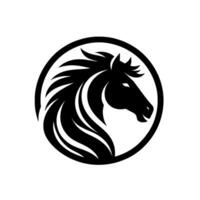 A Sleek, Minimalist Black Horse Profile Within a Circular Frame, Ideal for Logos, Emblems, Branding with a Powerful, Elegant Aesthetic vector