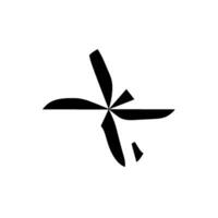 Abstract Black White Starburst Angular Geometric Shape on Minimalist White Background. vector