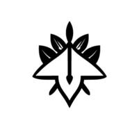 Symmetric Abstract in Black and White Featuring Leaflike Embellishments and Geometric Shapes. vector