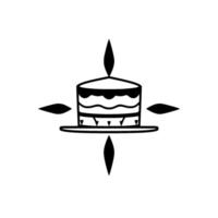 Simple Black and White Symbolic A CakeLike with LeafShaped Accents in a Symmetrical Composition. vector
