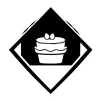 Minimalist Black and White Cake within a Diamond Shape, Isolated on a White Background, Suitable for . vector