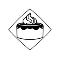 Minimalist Black and White Cake within a Diamond Frame A Simple, Elegant Dessert Illustration. vector