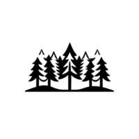 Silhouette of a Forest A black and white minimalist image of evergreen trees on a slightly curved base, evoking natures calmness and serene beauty. vector