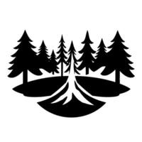 Monochromatic Silhouette A dense forest of stylized pine trees forms a , minimalist landscape on a white background, evoking a sense of calm. vector